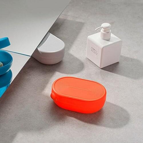 Portable Plastic Drain Layer Travel Washing Soap Box with Lid Seal Leak-proof Dish Case Non-slip Soap Case