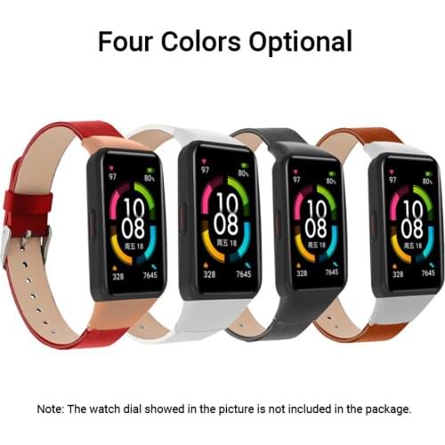 Genuine Leather Band Soft Replacement Wristband Leather Smart Watch Strap Watch Belt for Men Women Replacement for HONOR Band 6