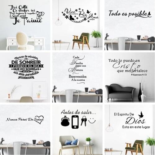 Spanish French Quotes Sentences Removable Wall Decals France Spain Vinyl wallpaper Wall Art For Living Room Bedroom Decoration