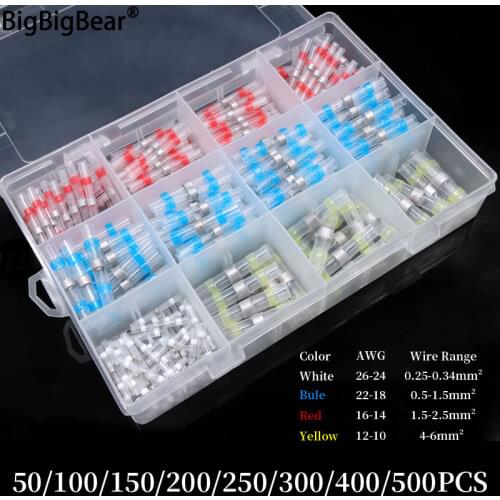 10/20/50PCS Red Solder Seal Wire Connectors 3:1 Heat Shrink Insulated Electrical Wire Terminals Butt Splice Connector Waterproof
