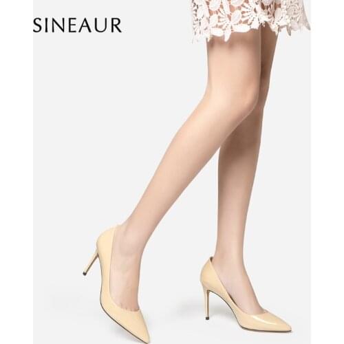 SINEAUR Women Shoes 2021 Fashion Super High-heel Pumps Thin Heels PU Pointed Toe Woman Office Ladies Dress Party Plus Size 35-45