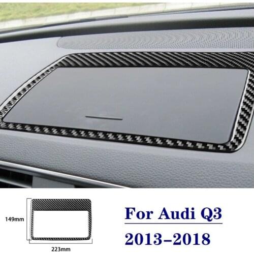 Carbon Fiber Central Control Dashboard Navigation Frame Cover Trim Auto Sticker Fit For Audi Q3 2013-2018 Car Interior