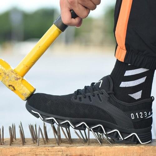 Steel Toe Safety Shoes Mens Breathable Flying Woven Unisex Work Shoes Prevent Smashing and Puncture Safety Boots Working Shoes