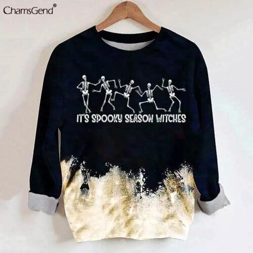 Anime Women Sweatshirts Y2K Skeleton Dancing Print Japanese Style Woman Sweatshirt Streetwear Pullovers Drop-shoulder Tops