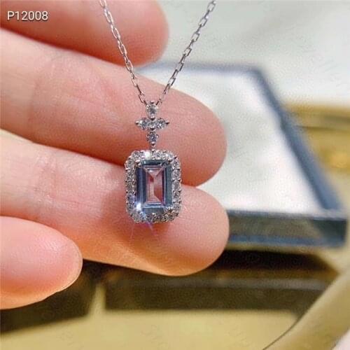 New natural aquamarine pendant 925 silver ladies necklace Chinese style retro design luxury fashion