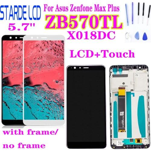 For ASUS ZenFone Max Plus M1 ZB570TL X018DC X018D LCD Display Touch Screen Digitizer Sensor Glass Assembly with Frame and Tools