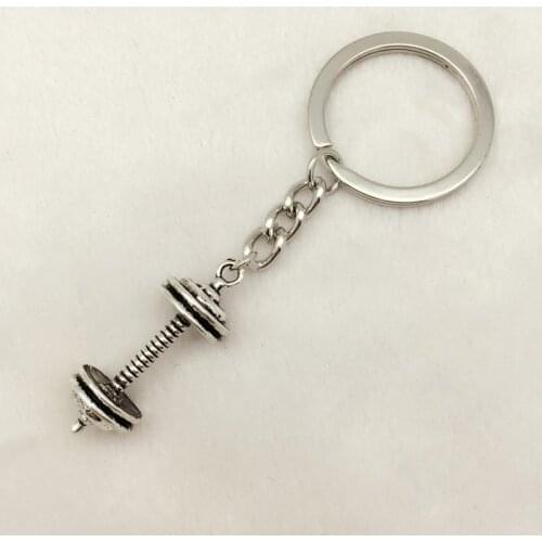 1Pcs DUMBBELL BARBELL WEIGHT Charm Chain Keychain *Fitness Weightlifting Gym CROSSFIT