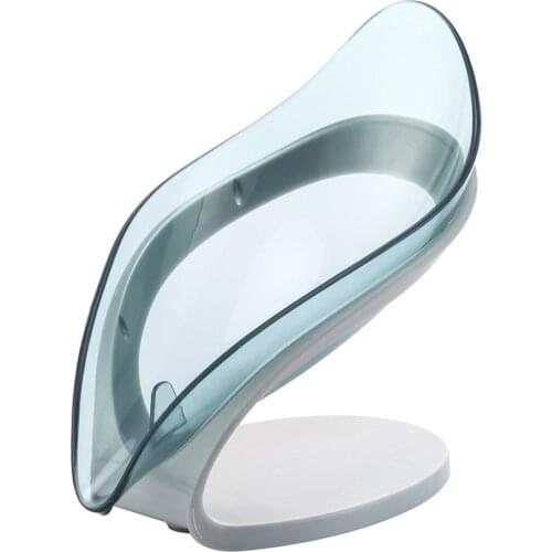 1 Pc Bar Soap Holder Leaf Shape, Self Draining Soap Dish Holder For Shower Bathroom, Soap Tray Suction Cup Detachable Easy Clean