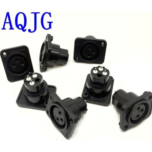 10pcs 3 Pin XLR Connector Panel Mount Female Square Jack Receptacle 3 Pin Nickel Plated Pins PCB Female 3pin XLR Connector AQJG