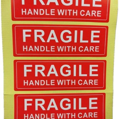 1 x 3 inch FRAGILE Handle With Care Label Sticker red and white 600PCS 75mm x25mm