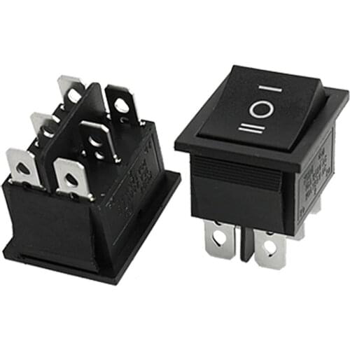 2Pcs 6 Pin DPDT ON-OFF-ON 3 Position Snap in Rocker Switch KCD4 Boat Rocker Switch 16A 250VAC 20A 125VAC