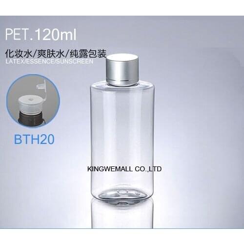 300PCS Travel Empty Clear Bottle Cosmetic Cream Lotion Containers Refillable Bottles 120ml, 120cc Flat shape Plastic Pet Bottle