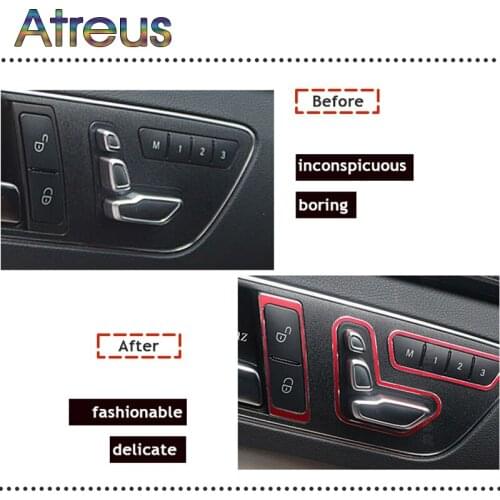6PC Car Seat Adjust Button Frame Stickers For Mercedes W204 W205 W212 W218 X204 X166 For Mercedes Benz C E GLK Class Accessories