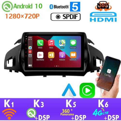 Android 10 PX6 4+64G 1280*720 For Ford Kuga C-Max 2013-2018 GPS Radio Head Unit HDMI auto 4G LTE WiFi CarPlay 360 4*AHD Camera