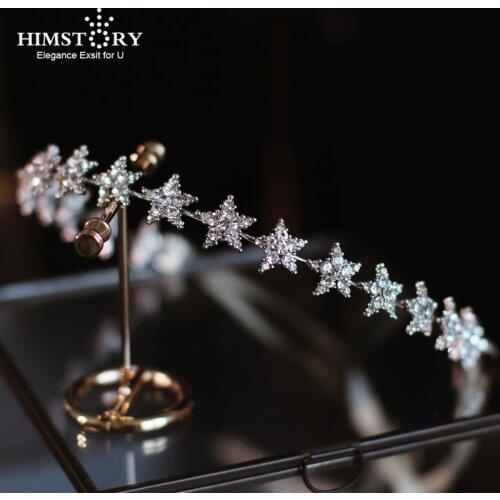 HIMSTORY Sparkling Crystal Rhinestone Bridal Headband Star Women Hairbands Party Headdress Wedding Hair Jewelry Accessories
