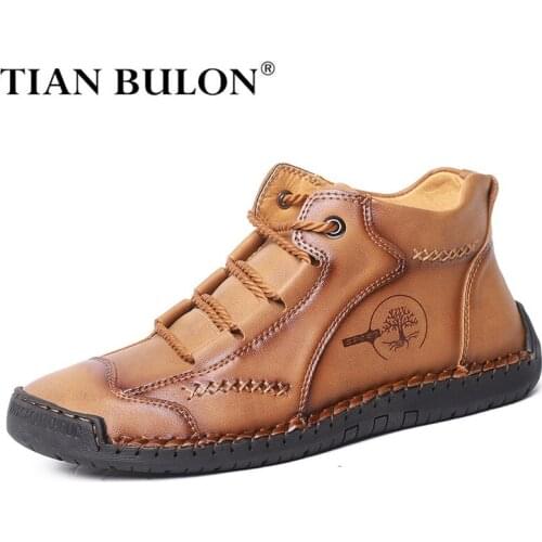 Winter Autumn Men Ankle Boots Vintage Men Boots Leather Outdoor High Quality Work Boots Men Lightweight Snow Boots Plus Size 48