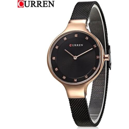 The Ladies New Luxury Quartz Watches Stainless Steel Mesh Belt Wristwatches Simple Waterproof Wristwatch Women