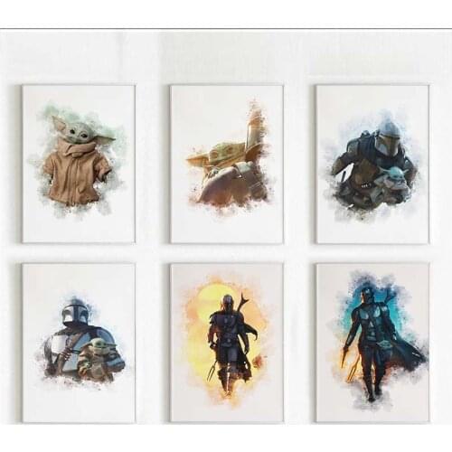 Disney Star Wars Watercolor Movie Canvas Paintings Mandalorian Posters and Prints Wall Street Art Picture Kids Room Home Decor