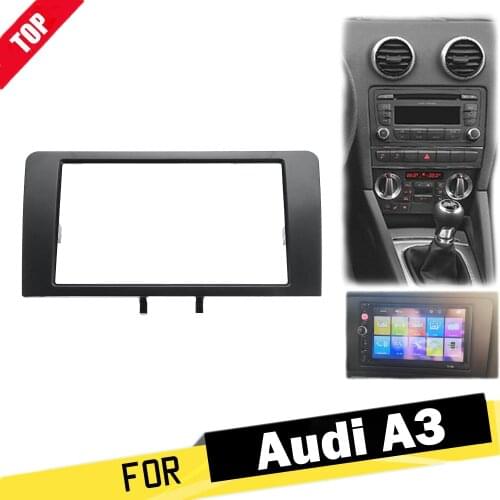 LONGSHI Double Din Car Radio Fascia Panel Adapter Frame Stereo Plate Cover Trim For Audi A3 8P Model 2003-2012 , 2din