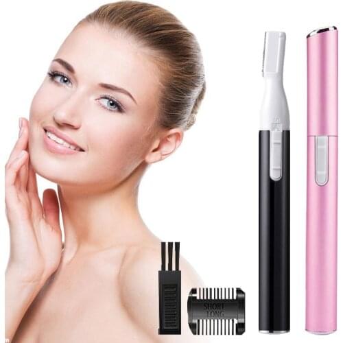 Electric Painless Eyebrow Epilator Pen Razor Lady Trimmer Shaver Bikini Men Nose Hair Facial Remover Female