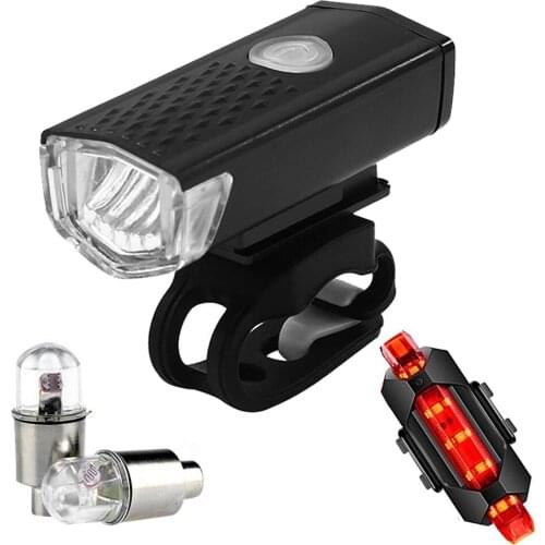 ABS XPE LED Bicycle Headlight Set 800mAh Bike Front Rear Cycling Valve Nozzles Lamp Night Cycling Riding Equipment