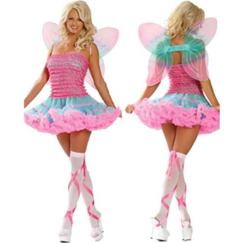 High Quality Sexy Angel Cosplay Short Costume New Adult Halloween Masquerade Hot Sale Fairy Tale Green Elf Sleeveless Disfraces