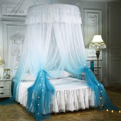 Dome Mosquito Net Palace Floor-to-Ceiling Ceiling Mosquito Net Gradient Color Lace Mosquito Double color stitching Net