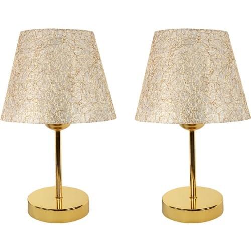 Bysay Sun Metal Pedestal 2'li Lampshade Table Lamp Gold Gold Rope