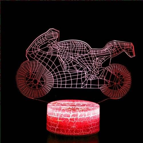 Motorcycle cool model 3D touch night light remote control touch sensor 16-color colorful changing bedroom desktop LED light gift