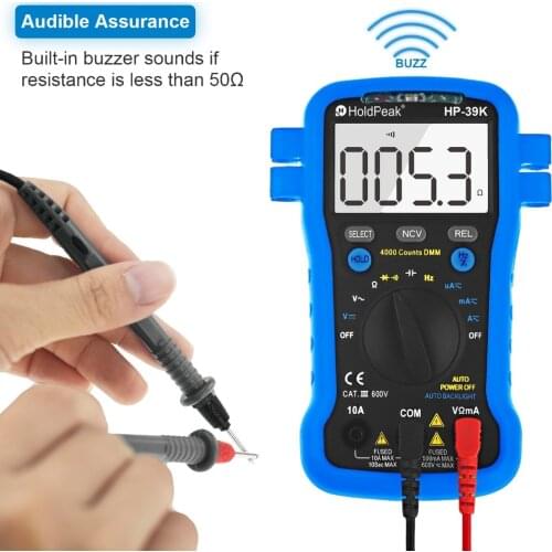 Multimeter HoldPeak HP-39K Auto Range Digital Avometer Universal Meter 4000 Counts With NCV, Diode Test