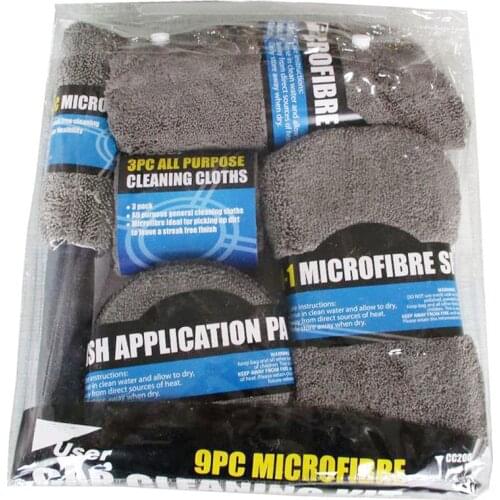 9Pcs Car Wash Cleaning Kit Microfiber Towels Detailing Brush Sponge Rim Brush Washing Glove Sponge Polish Pads Car Detail Tools