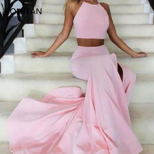 Custom Made Fancy Prom Dress Two Piece Mermaid Evening Dress Plus Size Evening Dress Prom Dress Pink 2019