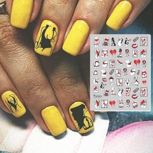 Newest letter series CA-509-511-614 hand cartoon colorful designs 3d nail art sticker nail decal accessories