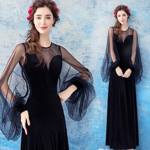 2021 New Lantern Sleeve Wedding Dress Waist Fishtail Zipper Black Wedding Dress