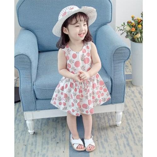 New Fashion Baby Girls Dress With Sunflower Hat 2pcs/Set Girl Clothing Summer Dress For Girls Floral Dress Toddler Girls Dresses