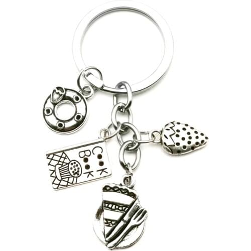 New Creative Cute Dessert Keychain Gourmet Pendant Mini Cake Sun Umbrella Keychain Car Key Man Girl Party Gift Souvenir