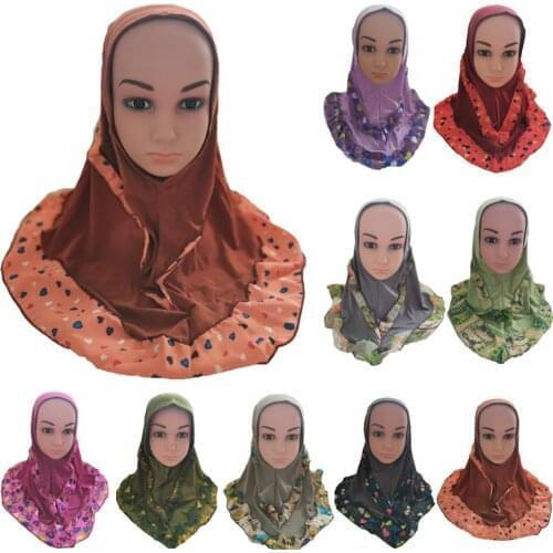 One Piece Amira Muslim Kids Girls Hijab Turban Islamic Child Head Scarf Wrap Shawl Arabic Prayer Hijabs Ready Made To Wear Niqab