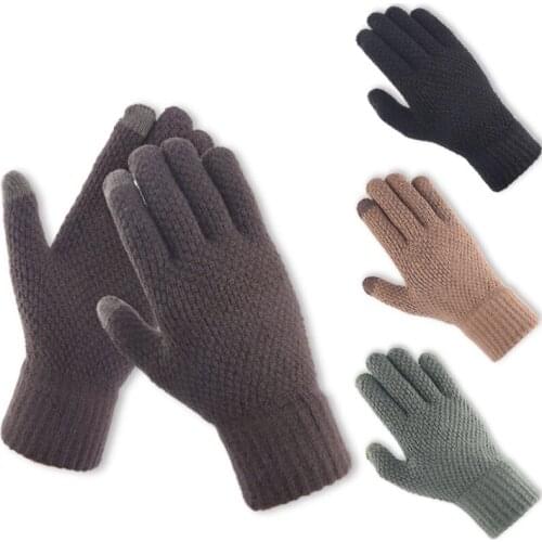 Luxury Brand Gloves Mobile Phone Touch Screen Knitted Gloves Winter Thick & Warm Adult Gloves Men Women
