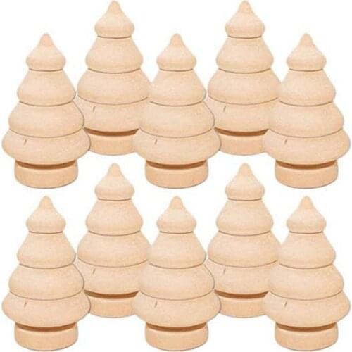 20Pcs Unfinished Wood Christmas Tree, Blank Wooden Peg Dolls for Arts and Crafts Children Kid Graffiti Drawing Toy