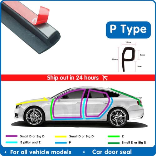 P Type Car Door Rubber Seal Strip Noise Insulation Car Door Sealing Strip Weatherstrip Anti-dust Rubber Door Seals Automobile