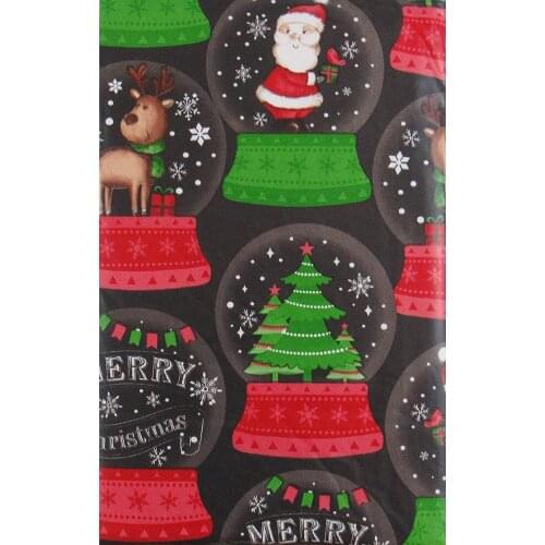 Merry Christmas Santa Reindeer Snow Globes Vinyl Flannel Tablecloth