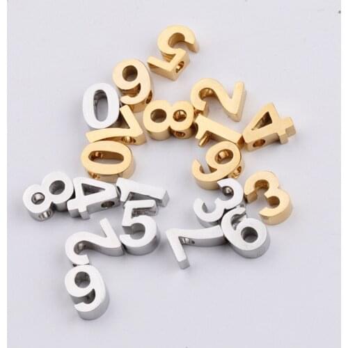 Lucky Number 0-9 Pendant Stainless Steel Slide Charms Statement Choker Necklaces