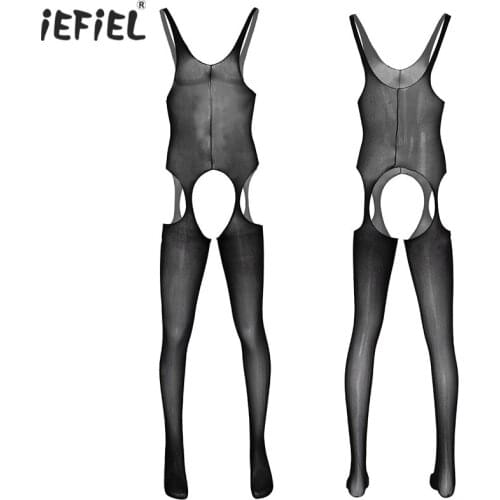 Sexy Fishnet Pantyhose for Men Lingerie Night Bodystocking Sheer Mesh Bodysuit Gay Mens Pantyhose Open Crotch Full Bodystocking