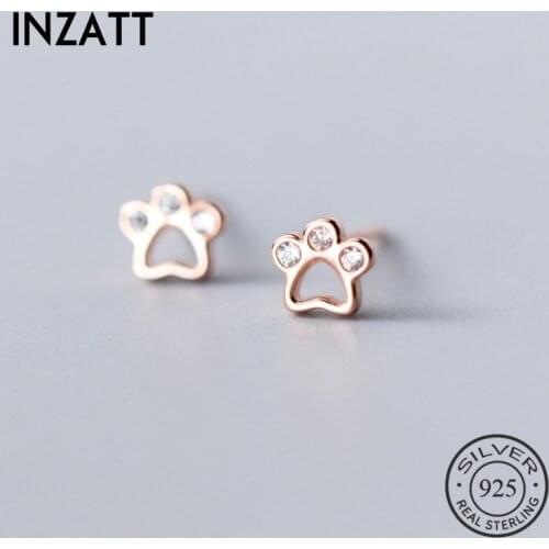 INZATT Real 925 Sterling Silver Zircon Cat claw Stud Earring For Fashion Women Birthday part Cute Fine Jewelry Accessories Gift