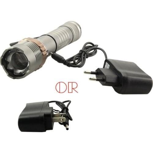 Super bright Gun gray rechargeable 5000LM 4.2V use 1*18650 battery XML-T6 Tactical Flashlight reaer Torch low price+charger