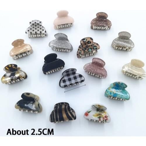 6PCS/Set Acrylic Dot Small Hair Clips Clamp Print Mini Cute Crab Claw Women Girls Barrette Hairpin Catch Clip Hair Accessories