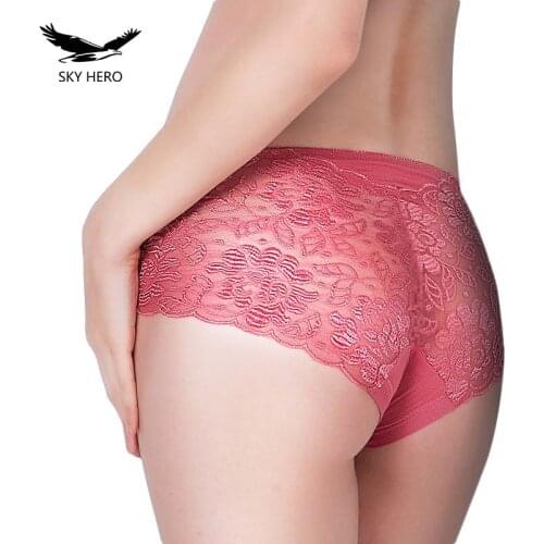 Women Panties Underwear Sexy Brand Full Transparent Panty Cotton Briefs Woman Lace Knickers Period Panty Plus Size