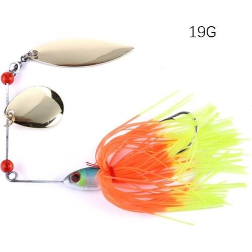1pcs 19.5G Spinnerbait rubber jig Metal bait Spinner spoon Fishing Lure Sequin fishing Tackle pesca Wobbler carp fishing hook
