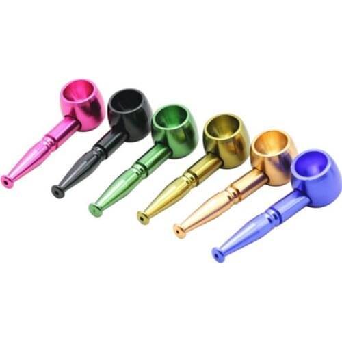 1PC New detachable portable metal smoky pot small pipe creative shaped pipe herb pipe smoking metal pipe