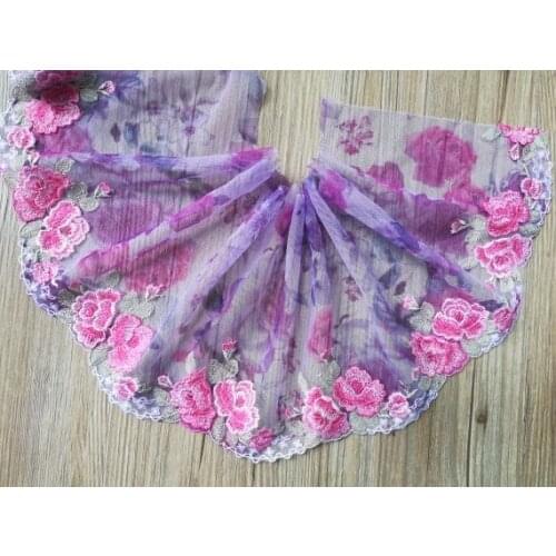 1 Yard Purple Floral Handmade DIY Clothing Lace Accessories Embroidery Lace Fabrics Curtains Sofa Sewing Lace Trim 18cm